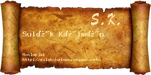 Sulák Kálmán névjegykártya