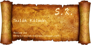 Sulák Kálmán névjegykártya